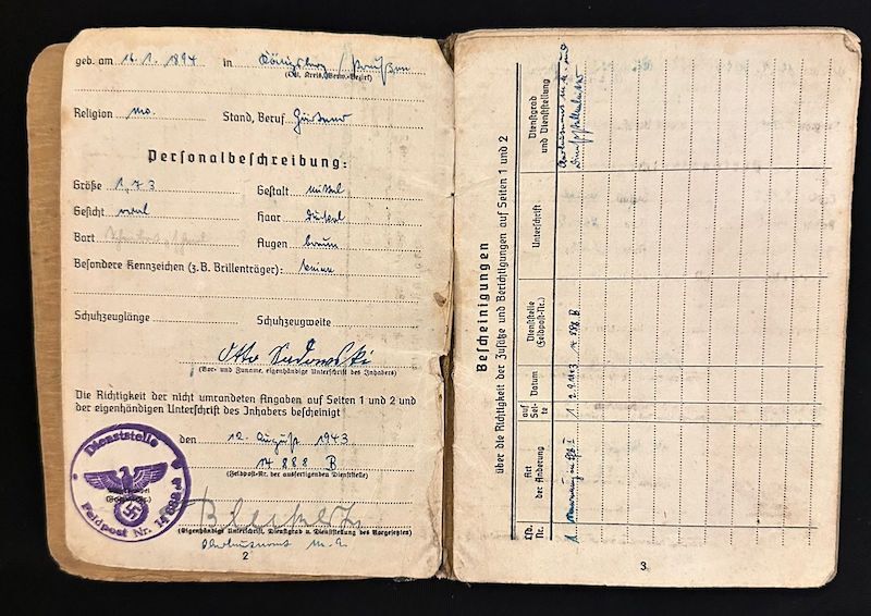 WWII German Kriegsmarine Soldbuch - Matrosen Gef Otto Sadowski - Hafenkommandant Antwerpen - Antwerp 1944 - Image 5