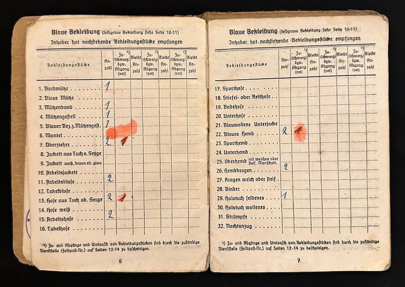 WWII German Kriegsmarine Soldbuch - Matrosen Gef Otto Sadowski - Hafenkommandant Antwerpen - Antwerp 1944 - Image 7