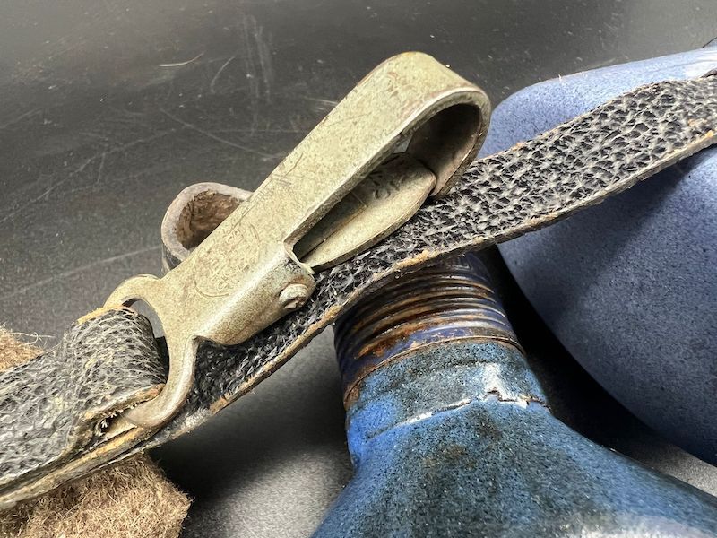 WWII German Army Water Bottle and Cup - BLUE - Oskar Schindler’s company, « Deutsche Emailwarenfabrik » Rare (Sold) - Image 10