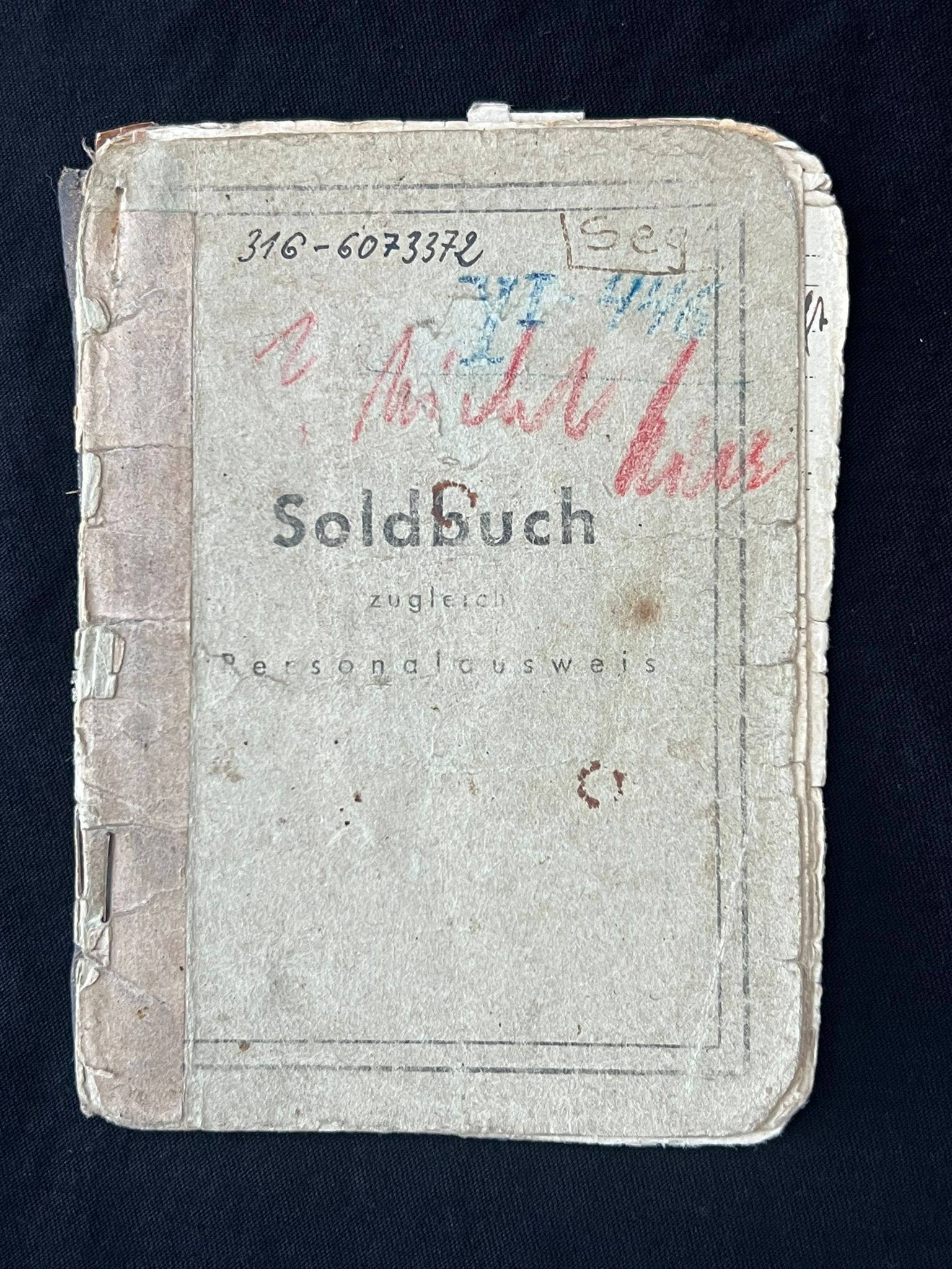 WWII German Waffen SS Soldbuch - SS-Hauptsturmführer Willfried Segebrecht - Commander 1st Company - SS-Panzer-Aufklärungsabteilung 16 RFSS - War Criminal - Worst Massacre of Civilians by the Waffen SS on the Western Front - Italy - Vinca - Monte Sole - Bardine - Valla - Exceptionally Rare Historical Evidence ( SOLD ) - Image 2
