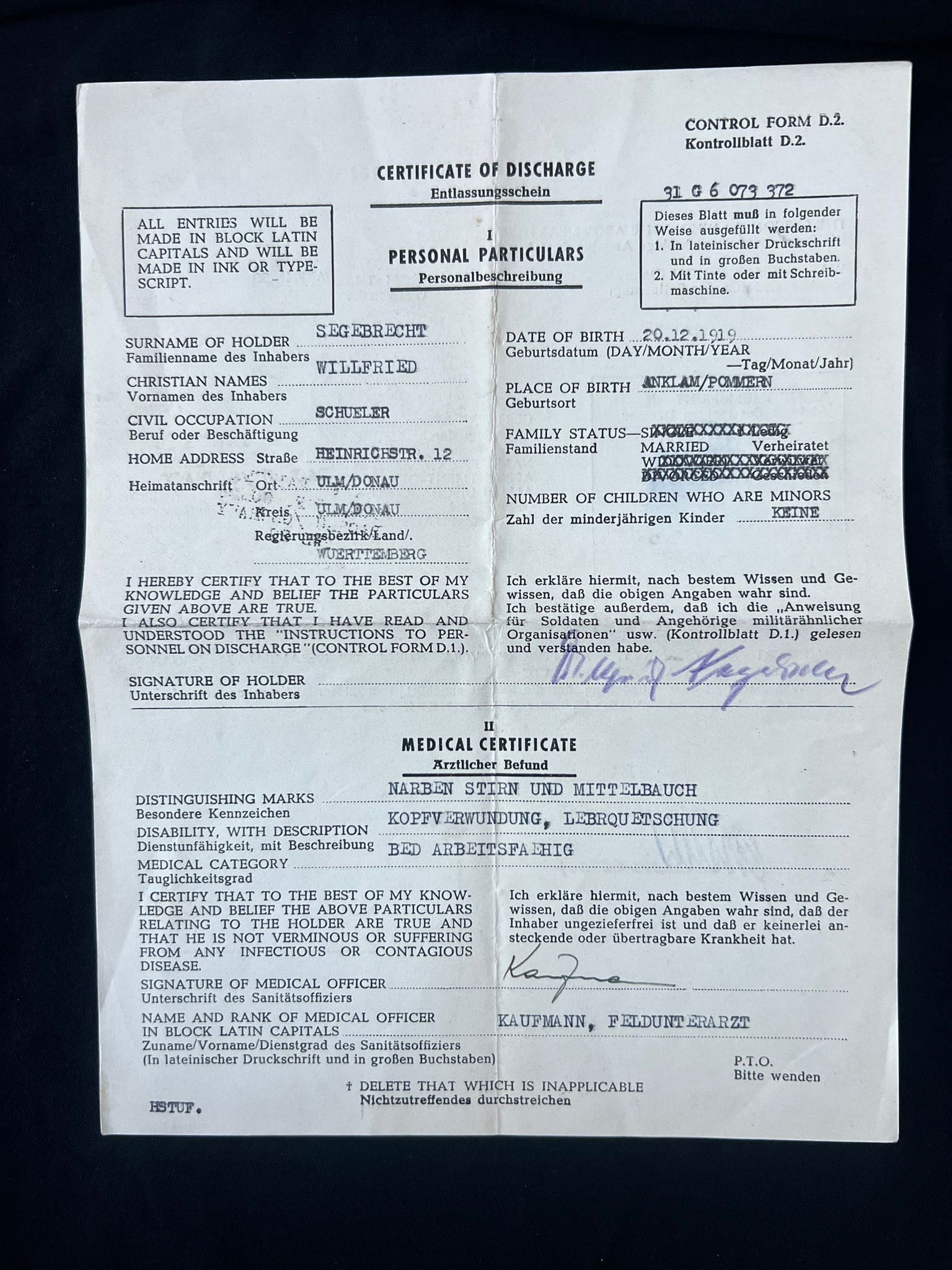 WWII German Waffen SS Soldbuch - SS-Hauptsturmführer Willfried Segebrecht - Commander 1st Company - SS-Panzer-Aufklärungsabteilung 16 RFSS - War Criminal - Worst Massacre of Civilians by the Waffen SS on the Western Front - Italy - Vinca - Monte Sole - Bardine - Valla - Exceptionally Rare Historical Evidence ( SOLD ) - Image 26