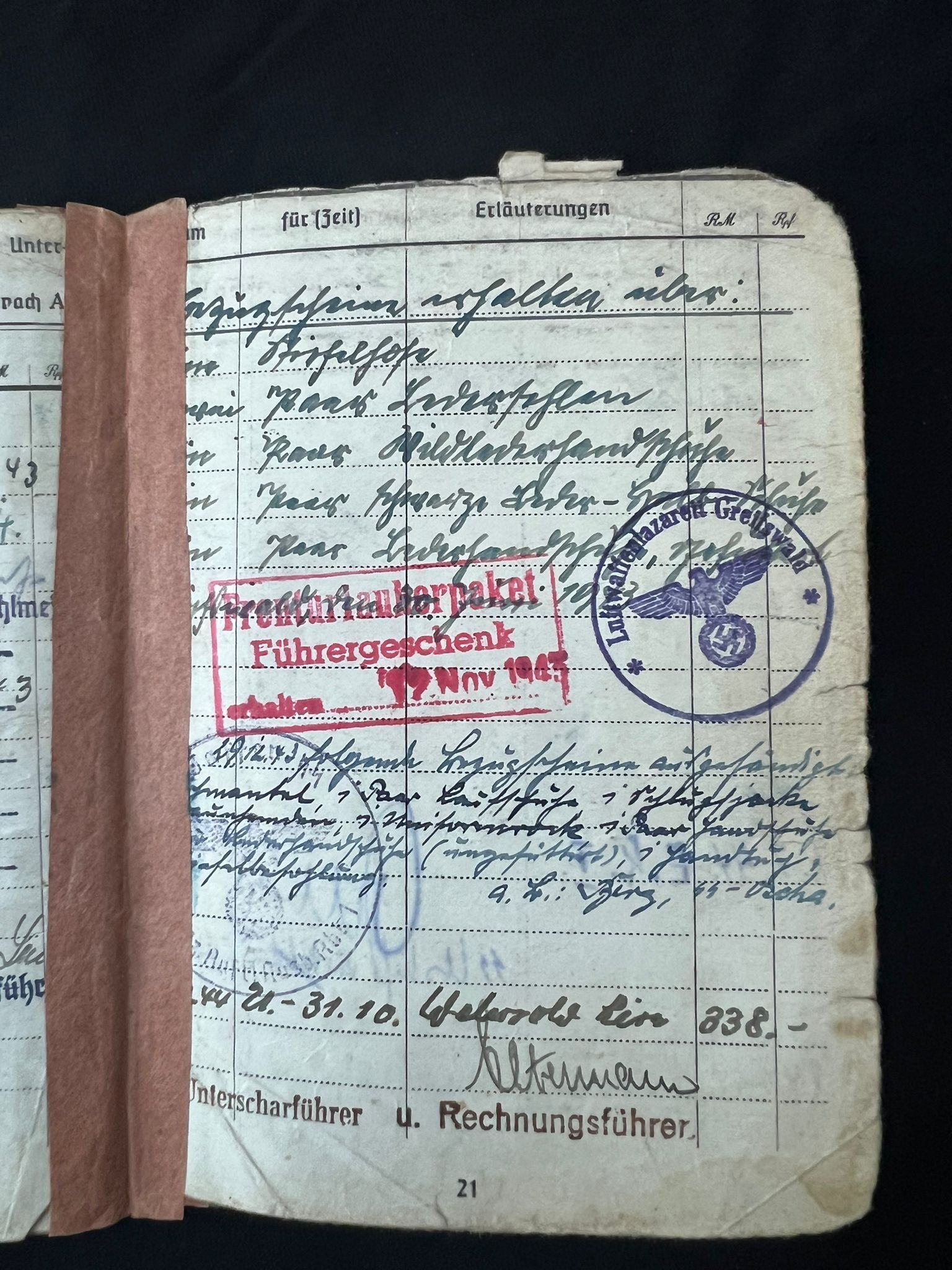 WWII German Waffen SS Soldbuch - SS-Hauptsturmführer Willfried Segebrecht - Commander 1st Company - SS-Panzer-Aufklärungsabteilung 16 RFSS - War Criminal - Worst Massacre of Civilians by the Waffen SS on the Western Front - Italy - Vinca - Monte Sole - Bardine - Valla - Exceptionally Rare Historical Evidence ( SOLD ) - Image 18