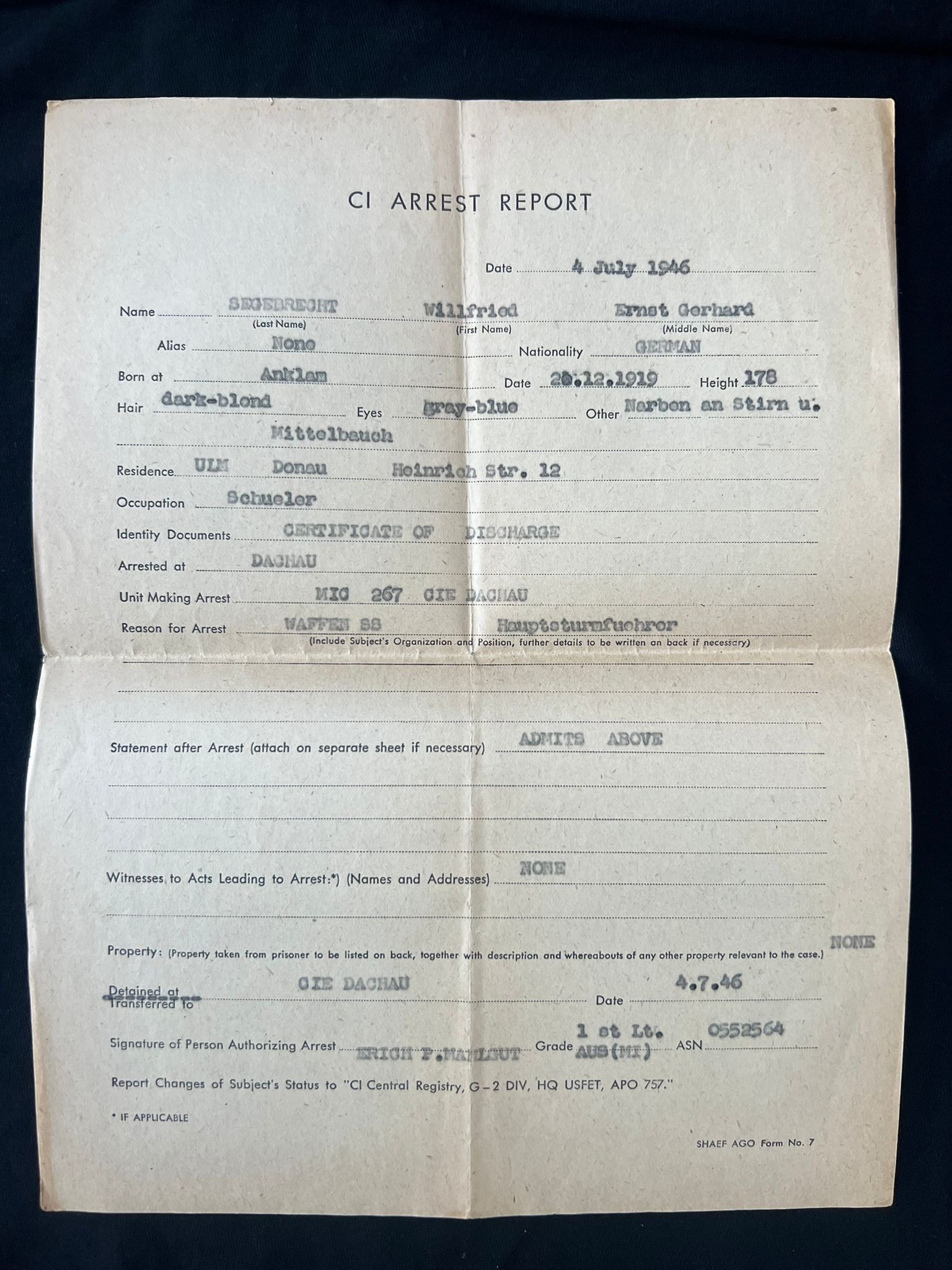 WWII German Waffen SS Soldbuch - SS-Hauptsturmführer Willfried Segebrecht - Commander 1st Company - SS-Panzer-Aufklärungsabteilung 16 RFSS - War Criminal - Worst Massacre of Civilians by the Waffen SS on the Western Front - Italy - Vinca - Monte Sole - Bardine - Valla - Exceptionally Rare Historical Evidence ( SOLD ) - Image 23