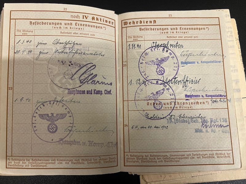 WWII German Wehrmacht Wehrpass - Hitler Youth Leaders Identity Papers - Golden HJ Badge - Leutnant Otto Banse - Gebirgsjäger Regiment 138 - Killed in Action - Image 21