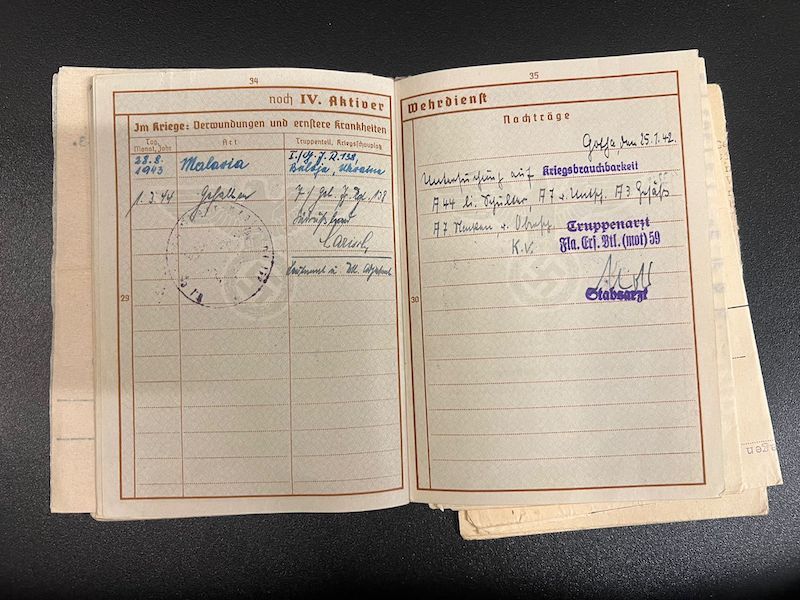 WWII German Wehrmacht Wehrpass - Hitler Youth Leaders Identity Papers - Golden HJ Badge - Leutnant Otto Banse - Gebirgsjäger Regiment 138 - Killed in Action - Image 26