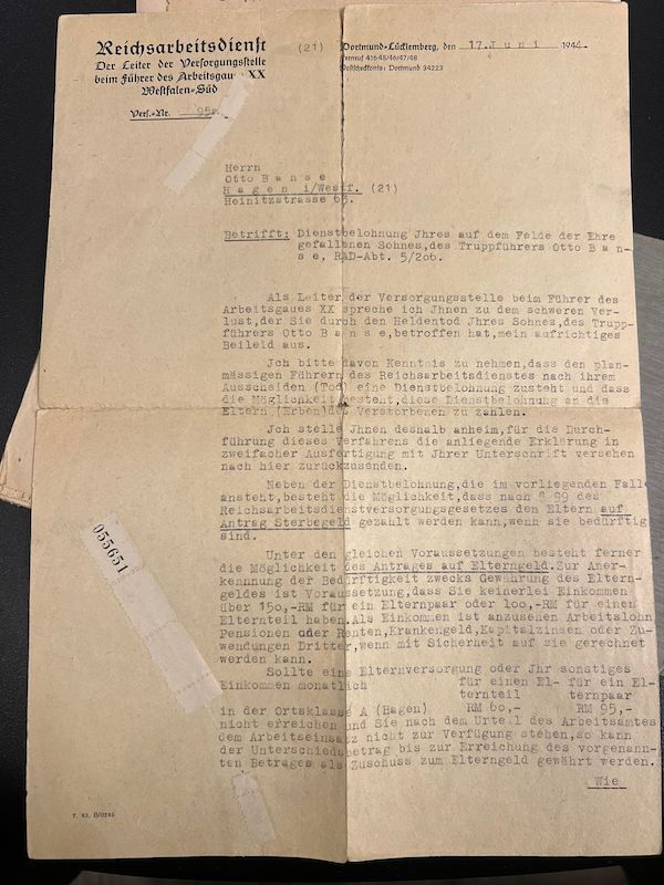 WWII German Wehrmacht Wehrpass - Hitler Youth Leaders Identity Papers - Golden HJ Badge - Leutnant Otto Banse - Gebirgsjäger Regiment 138 - Killed in Action - Image 29