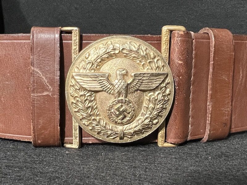 WWII German Political Leaders Belt and Buckle - Koppelschloss - RZM M4/39 - RZM Marked Leather - NAMED: Anton Zauner - Original (Offer Accepted)