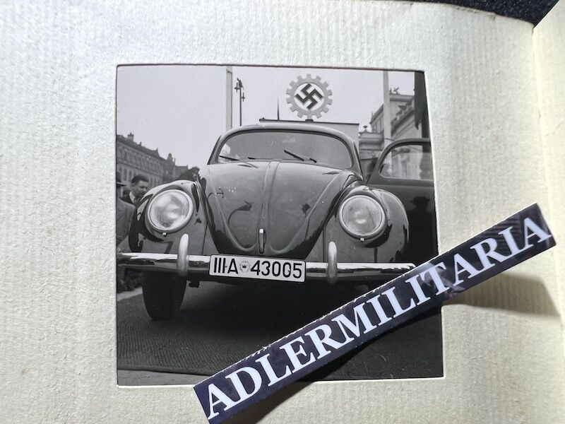 WWII German Min Photo Album Leipzig KDF Wagen Volkswagen Beetle Art Museums Streets with Flags