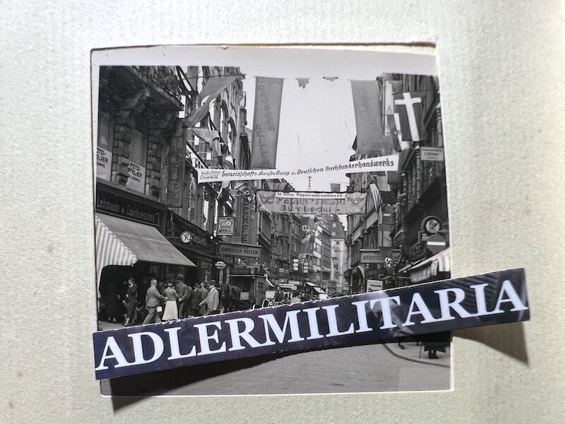 WWII German Min Photo Album Leipzig KDF Wagen Volkswagen Beetle Art Museums Streets with Flags - Image 43