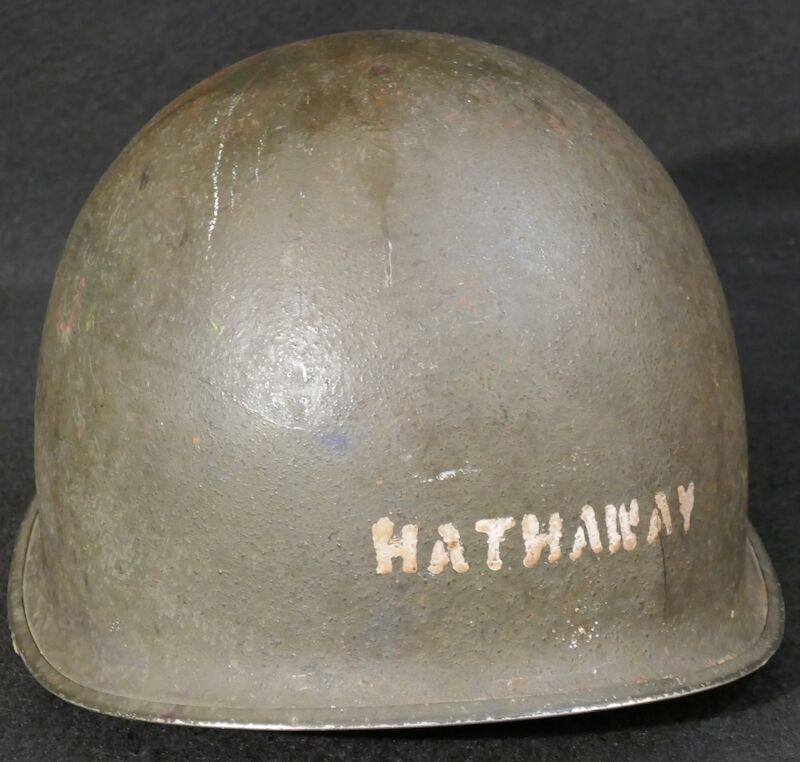 WWII US Navy M1 Helmet - Navy Cross Lt Commander Amos Hathaway - Taffy 3 - Destroyer U.S.S. HEERMANN (DD-532) - Battle off Samar Island 1944 - Very Rare - Image 8