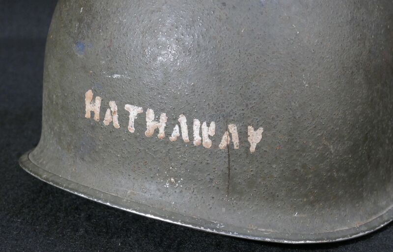 WWII US Navy M1 Helmet - Navy Cross Lt Commander Amos Hathaway - Taffy 3 - Destroyer U.S.S. HEERMANN (DD-532) - Battle off Samar Island 1944 - Very Rare - Image 9