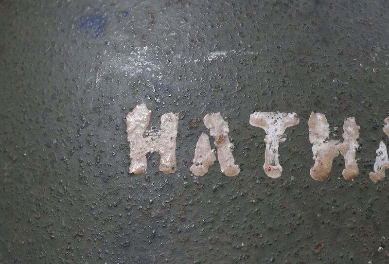 WWII US Navy M1 Helmet - Navy Cross Lt Commander Amos Hathaway - Taffy 3 - Destroyer U.S.S. HEERMANN (DD-532) - Battle off Samar Island 1944 - Very Rare - Image 12