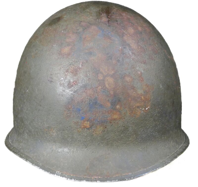 WWII US Navy M1 Helmet - Navy Cross Lt Commander Amos Hathaway - Taffy 3 - Destroyer U.S.S. HEERMANN (DD-532) - Battle off Samar Island 1944 - Very Rare - Image 16