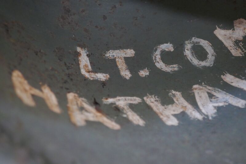 WWII US Navy M1 Helmet - Navy Cross Lt Commander Amos Hathaway - Taffy 3 - Destroyer U.S.S. HEERMANN (DD-532) - Battle off Samar Island 1944 - Very Rare - Image 27