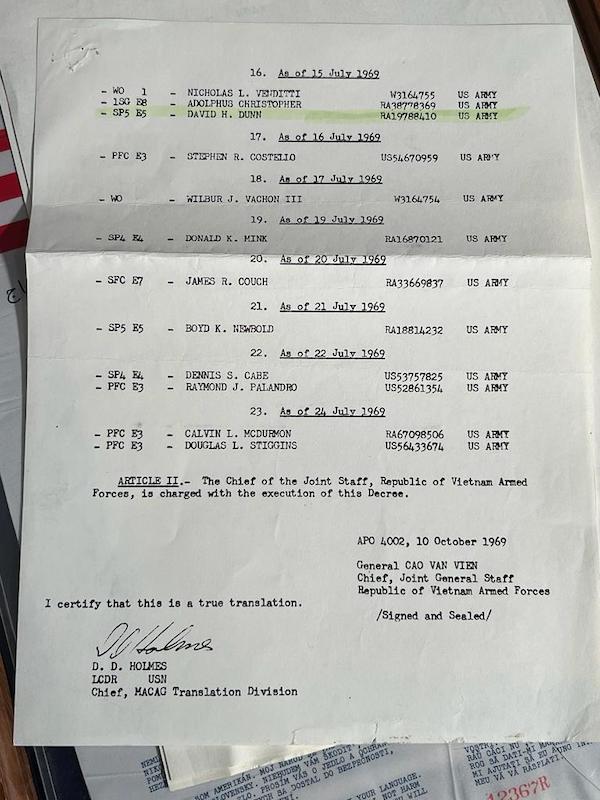 Vietnam US Army - Purple Heart Grouping - SP5 E5 David H Dunn - 15/07/1969 Died Quảng Nam - Image 26