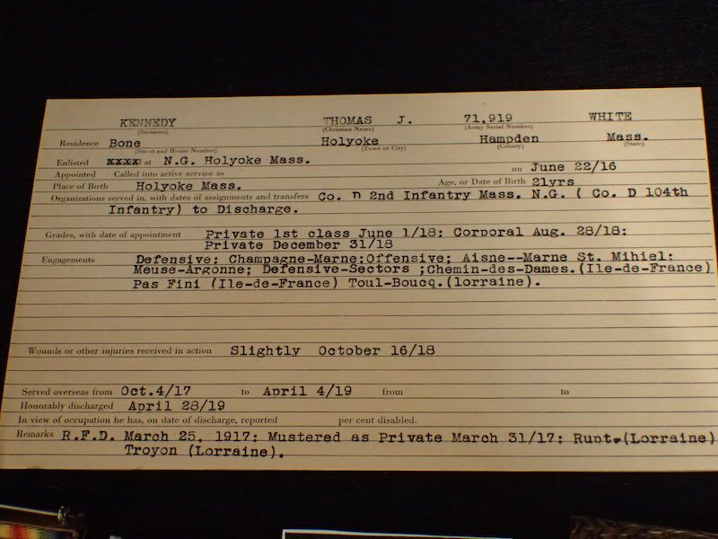 WWI US Army AEF Grouping - Private Thomas J Kennedy - 26 Division - 2nd Infantry Mass (104th Infantry) - Purple Heart - Aisne Marne- St Mihiel - Meuse Argonne - Image 13