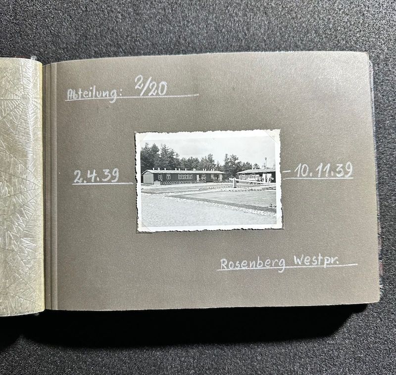 WWII German R.A.D Photo Album - Abteilung 2/20 Rosenberg West Prussia - Ship Robert Ley - Bismarck - Artillerie Regiment 23 Potsdam-Nedlitz - Anti Aircraft Mg34 - Captured Helmets - STUG III - Russian Front - Image 7