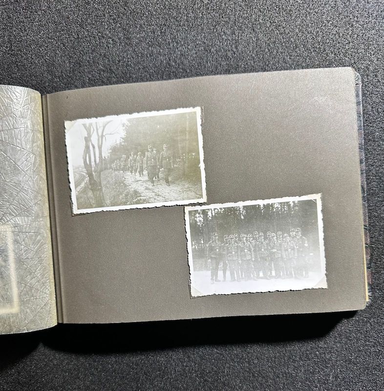 WWII German R.A.D Photo Album - Abteilung 2/20 Rosenberg West Prussia - Ship Robert Ley - Bismarck - Artillerie Regiment 23 Potsdam-Nedlitz - Anti Aircraft Mg34 - Captured Helmets - STUG III - Russian Front - Image 10