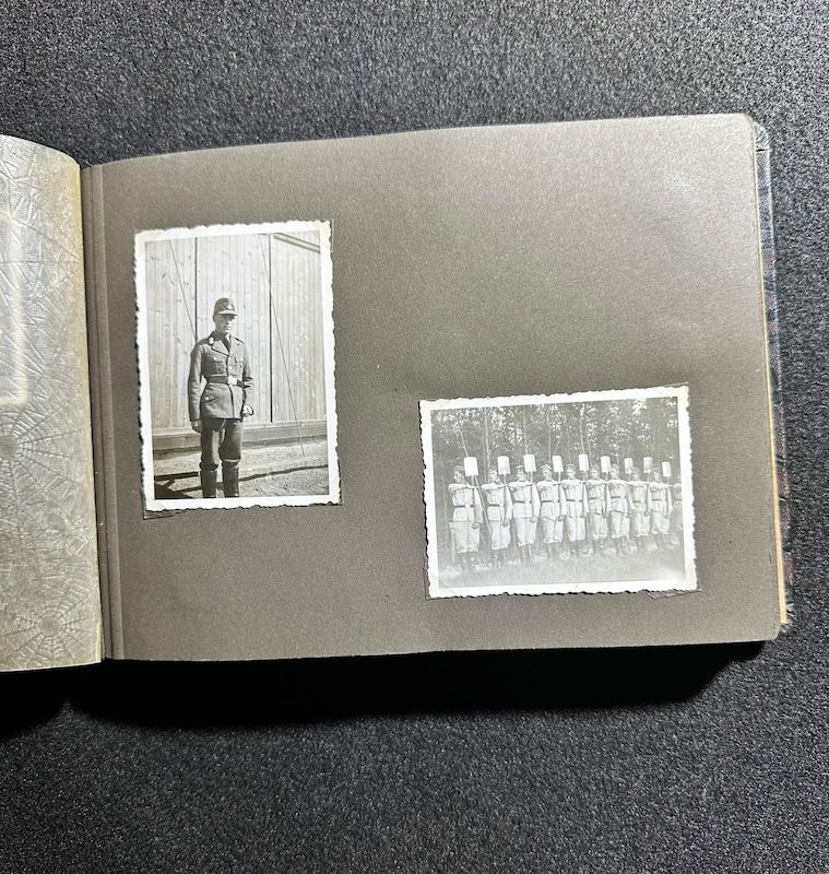 WWII German R.A.D Photo Album - Abteilung 2/20 Rosenberg West Prussia - Ship Robert Ley - Bismarck - Artillerie Regiment 23 Potsdam-Nedlitz - Anti Aircraft Mg34 - Captured Helmets - STUG III - Russian Front - Image 12