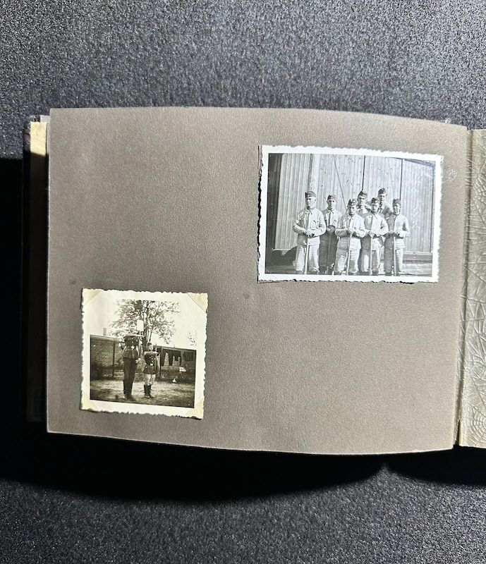WWII German R.A.D Photo Album - Abteilung 2/20 Rosenberg West Prussia - Ship Robert Ley - Bismarck - Artillerie Regiment 23 Potsdam-Nedlitz - Anti Aircraft Mg34 - Captured Helmets - STUG III - Russian Front - Image 13