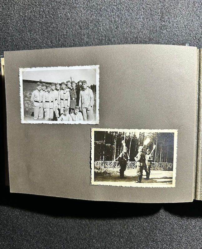 WWII German R.A.D Photo Album - Abteilung 2/20 Rosenberg West Prussia - Ship Robert Ley - Bismarck - Artillerie Regiment 23 Potsdam-Nedlitz - Anti Aircraft Mg34 - Captured Helmets - STUG III - Russian Front - Image 15