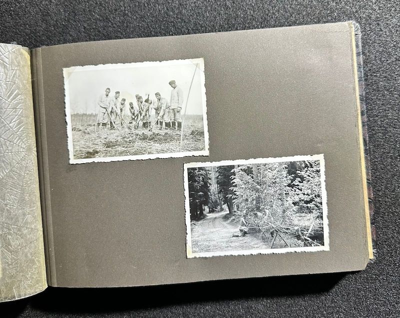 WWII German R.A.D Photo Album - Abteilung 2/20 Rosenberg West Prussia - Ship Robert Ley - Bismarck - Artillerie Regiment 23 Potsdam-Nedlitz - Anti Aircraft Mg34 - Captured Helmets - STUG III - Russian Front - Image 20