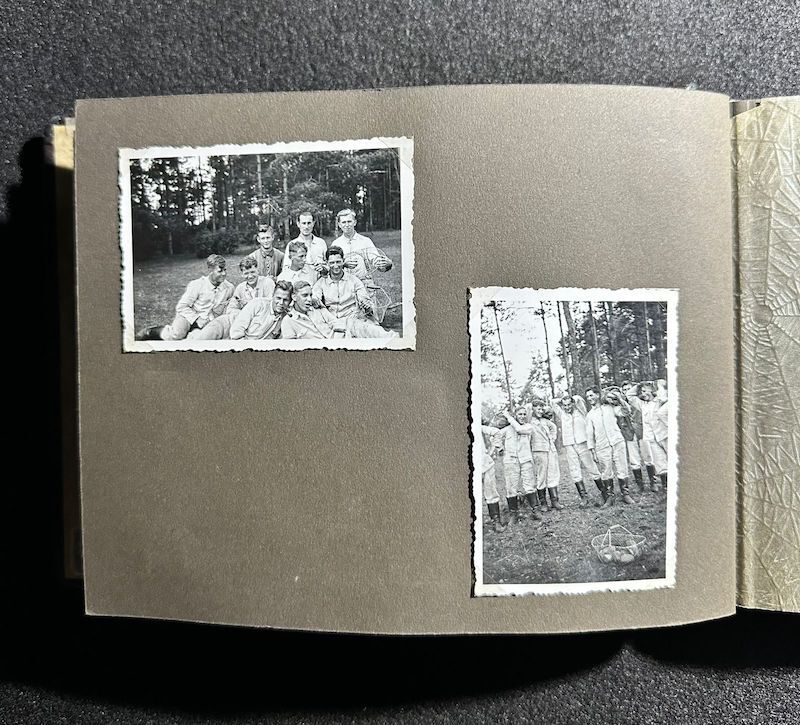 WWII German R.A.D Photo Album - Abteilung 2/20 Rosenberg West Prussia - Ship Robert Ley - Bismarck - Artillerie Regiment 23 Potsdam-Nedlitz - Anti Aircraft Mg34 - Captured Helmets - STUG III - Russian Front - Image 21