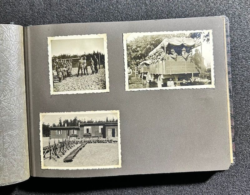 WWII German R.A.D Photo Album - Abteilung 2/20 Rosenberg West Prussia - Ship Robert Ley - Bismarck - Artillerie Regiment 23 Potsdam-Nedlitz - Anti Aircraft Mg34 - Captured Helmets - STUG III - Russian Front - Image 24