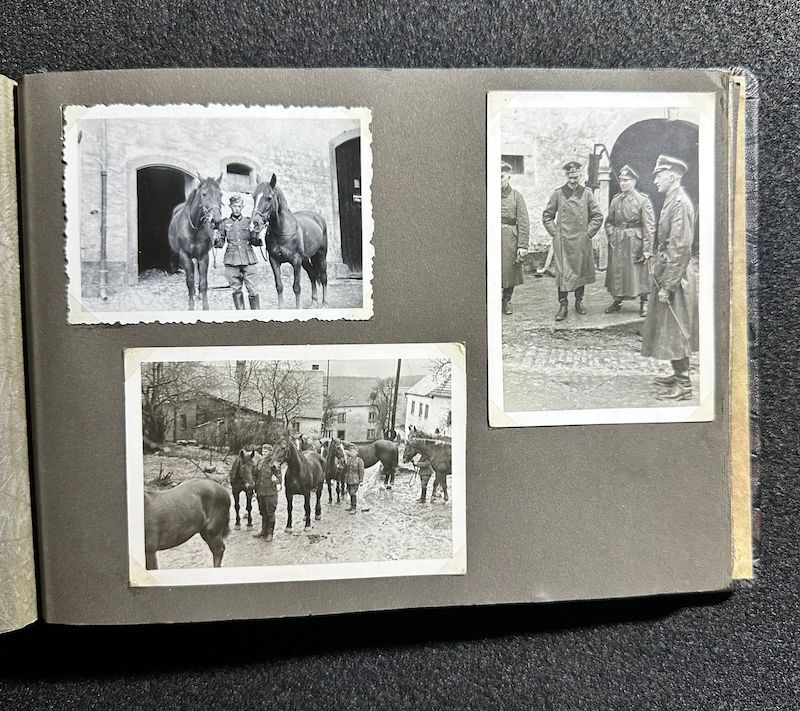 WWII German R.A.D Photo Album - Abteilung 2/20 Rosenberg West Prussia - Ship Robert Ley - Bismarck - Artillerie Regiment 23 Potsdam-Nedlitz - Anti Aircraft Mg34 - Captured Helmets - STUG III - Russian Front - Image 39