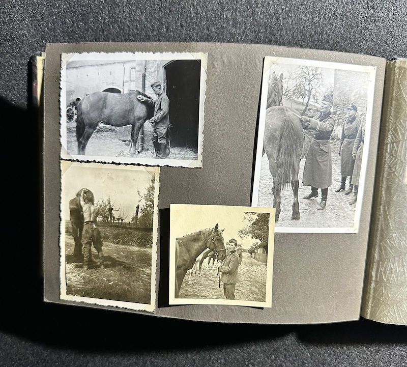 WWII German R.A.D Photo Album - Abteilung 2/20 Rosenberg West Prussia - Ship Robert Ley - Bismarck - Artillerie Regiment 23 Potsdam-Nedlitz - Anti Aircraft Mg34 - Captured Helmets - STUG III - Russian Front - Image 40
