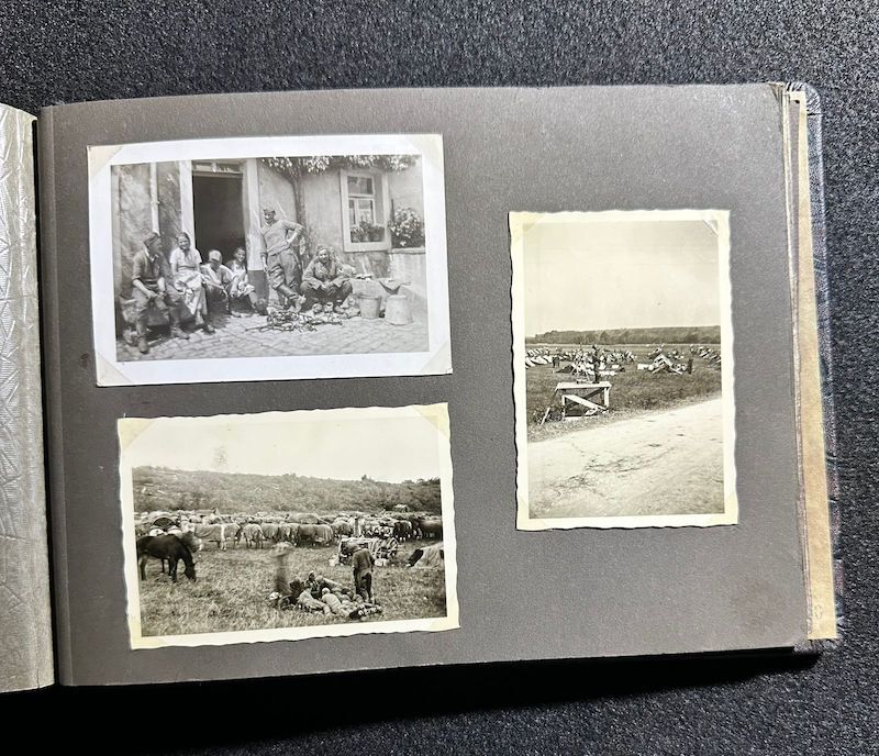 WWII German R.A.D Photo Album - Abteilung 2/20 Rosenberg West Prussia - Ship Robert Ley - Bismarck - Artillerie Regiment 23 Potsdam-Nedlitz - Anti Aircraft Mg34 - Captured Helmets - STUG III - Russian Front - Image 43