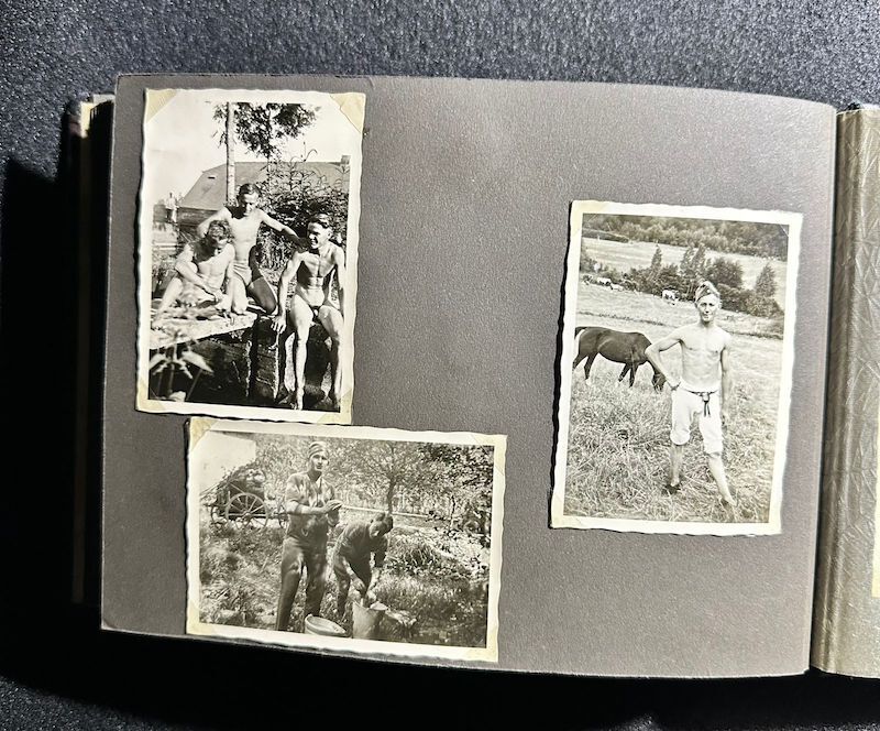 WWII German R.A.D Photo Album - Abteilung 2/20 Rosenberg West Prussia - Ship Robert Ley - Bismarck - Artillerie Regiment 23 Potsdam-Nedlitz - Anti Aircraft Mg34 - Captured Helmets - STUG III - Russian Front - Image 46