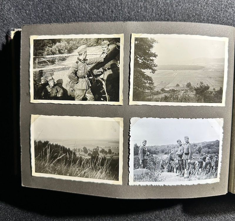 WWII German R.A.D Photo Album - Abteilung 2/20 Rosenberg West Prussia - Ship Robert Ley - Bismarck - Artillerie Regiment 23 Potsdam-Nedlitz - Anti Aircraft Mg34 - Captured Helmets - STUG III - Russian Front - Image 48