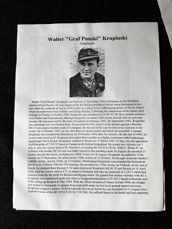 Post War Signed Photo - Lt General Walter "Graf Punski" Krupinski - Knight`s Cross with Oak Leaves - ME262 Ace - Over 190 Victories - Certified 151/210 Joint Services Charities Consortium - Rare - Image 6