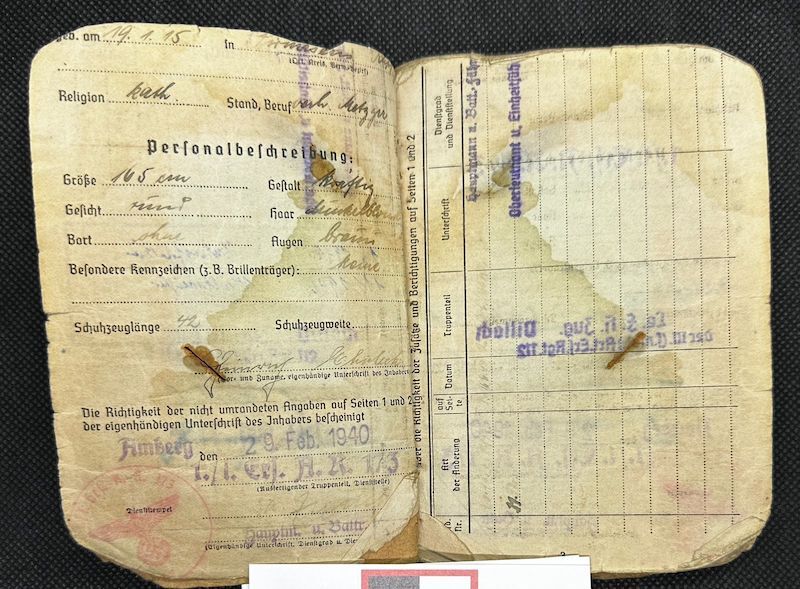 WWII German Army Wehrmacht Soldbuch Set - Wachtmeister Ehrlich - Italy & Slovenia - Gebirgsjäger Artillerie Regiment 1088 - Division 188 - Partisan Action - Hidden Award - Image 11