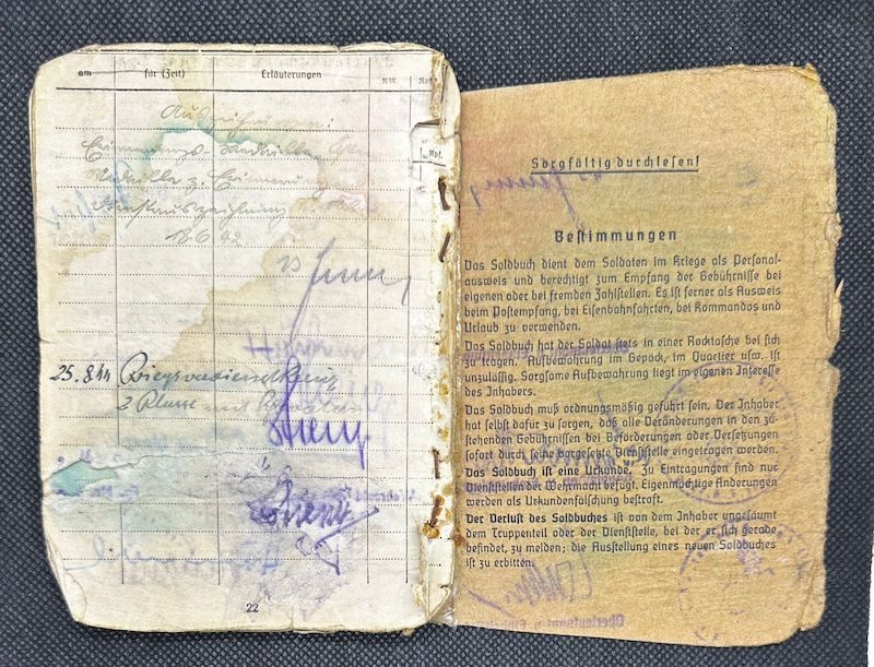 WWII German Army Wehrmacht Soldbuch Set - Wachtmeister Ehrlich - Italy & Slovenia - Gebirgsjäger Artillerie Regiment 1088 - Division 188 - Partisan Action - Hidden Award - Image 20