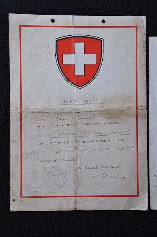 WWII Swiss Embassy Protection Letter - For Berlin 1945 - Swiss Citizen - Rare - Image 3