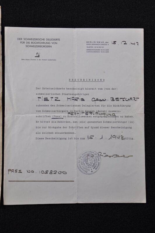 WWII Swiss Embassy Protection Letter - For Berlin 1945 - Swiss Citizen - Rare - Image 5
