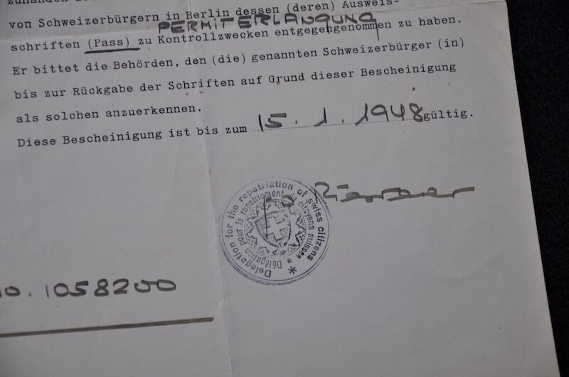 WWII Swiss Embassy Protection Letter - For Berlin 1945 - Swiss Citizen - Rare - Image 6