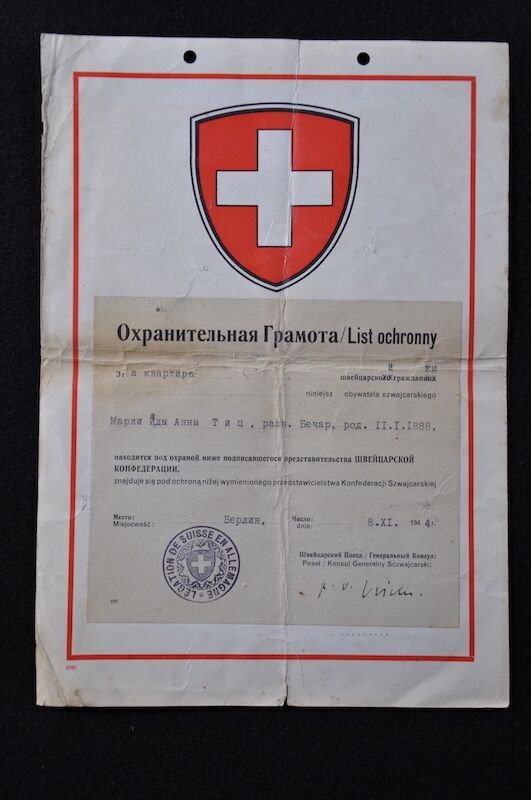 WWII Swiss Embassy Protection Letter - For Berlin 1945 - Swiss Citizen - Rare