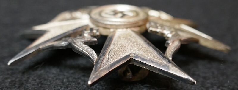 WWII German Spanish Cross in Silver w/o Swords Maker Marked LDO Code "L/15" Otto Schickle, Pforzheim. Tombac 327 Awarded Rare Medal - Image 5