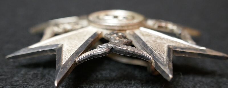 WWII German Spanish Cross in Silver w/o Swords Maker Marked LDO Code "L/15" Otto Schickle, Pforzheim. Tombac 327 Awarded Rare Medal - Image 6