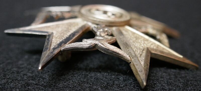 WWII German Spanish Cross in Silver w/o Swords Maker Marked LDO Code "L/15" Otto Schickle, Pforzheim. Tombac 327 Awarded Rare Medal - Image 7