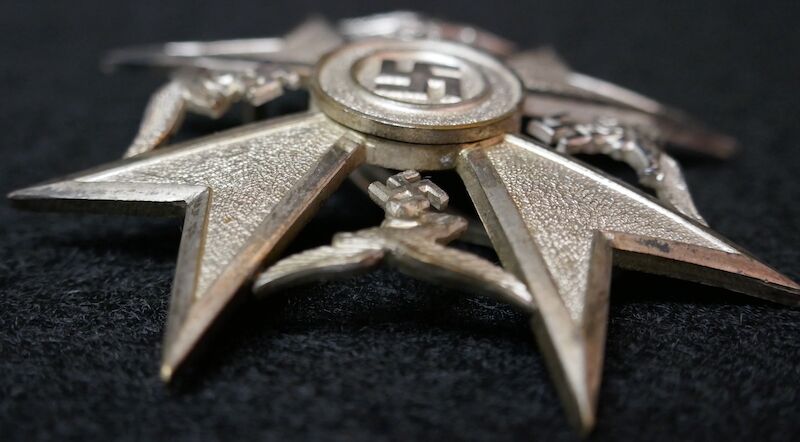 WWII German Spanish Cross in Silver w/o Swords Maker Marked LDO Code "L/15" Otto Schickle, Pforzheim. Tombac 327 Awarded Rare Medal - Image 8