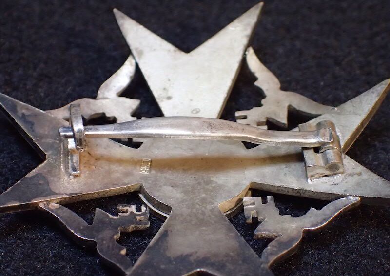 WWII German Spanish Cross in Silver w/o Swords Maker Marked LDO Code "L/15" Otto Schickle, Pforzheim. Tombac 327 Awarded Rare Medal - Image 11