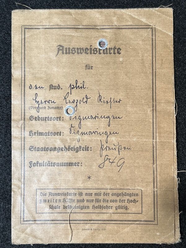 WWII German Identity Papers - University of Rostock - 1933 - Christian Albrecht University - Original - Image 2
