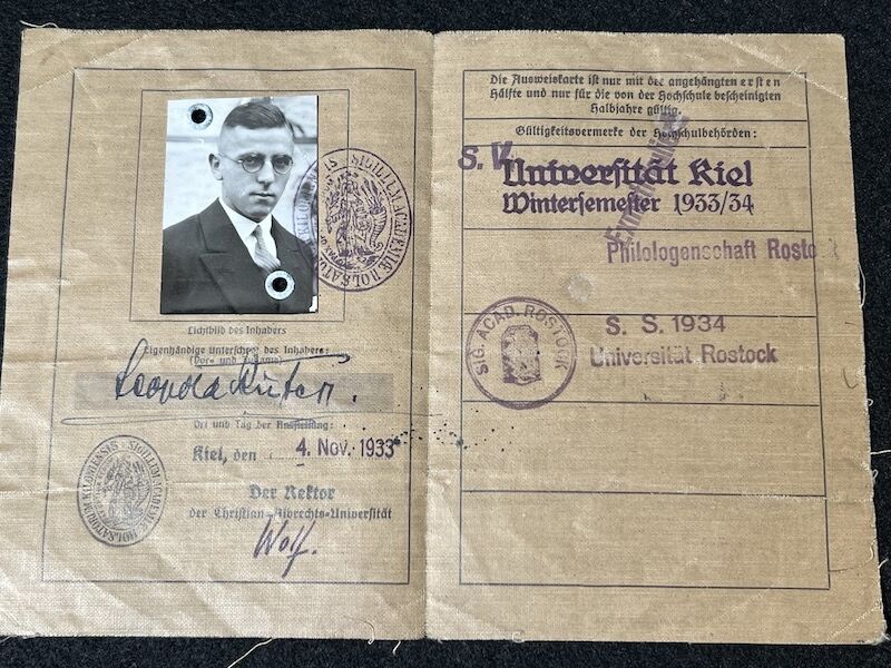 WWII German Identity Papers - University of Rostock - 1933 - Christian Albrecht University - Original - Image 4