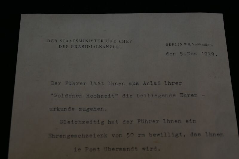 Original WWII German - Congratulatory letter from Adolf Hitler’s office - Berlin Vosstrasse 4 - Fully Translated - Rare - Image 3
