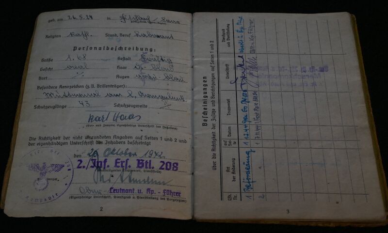 Original WWII German Army Soldbuch - Obergefreiter Karl Haas - 353 Infanterie Division - Siegfried Line - POW - EK2 - West Front - Image 5