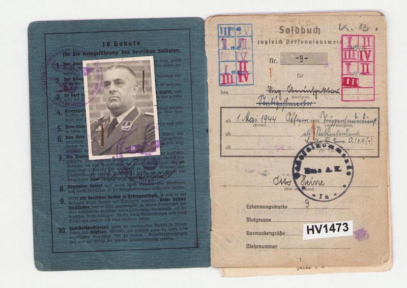 Original WWII Luftwaffe Soldbuch - Stabsintendant Otto Heine - Truppensonderdienst (TSD)Â - Kampfeinheit Tietze April 1945